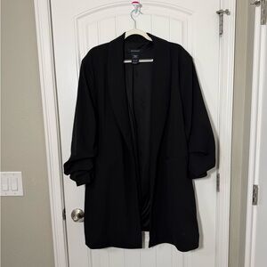 Ashley Stewart Black Open-Front Blazer Jacket